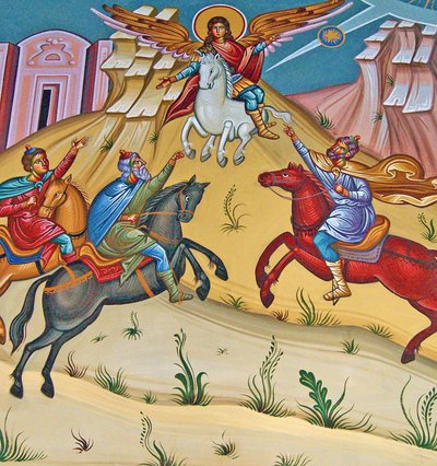 The Archangel Michael on a White Horse Seeing Off Turk Invaders, Cyprus by Cypriot